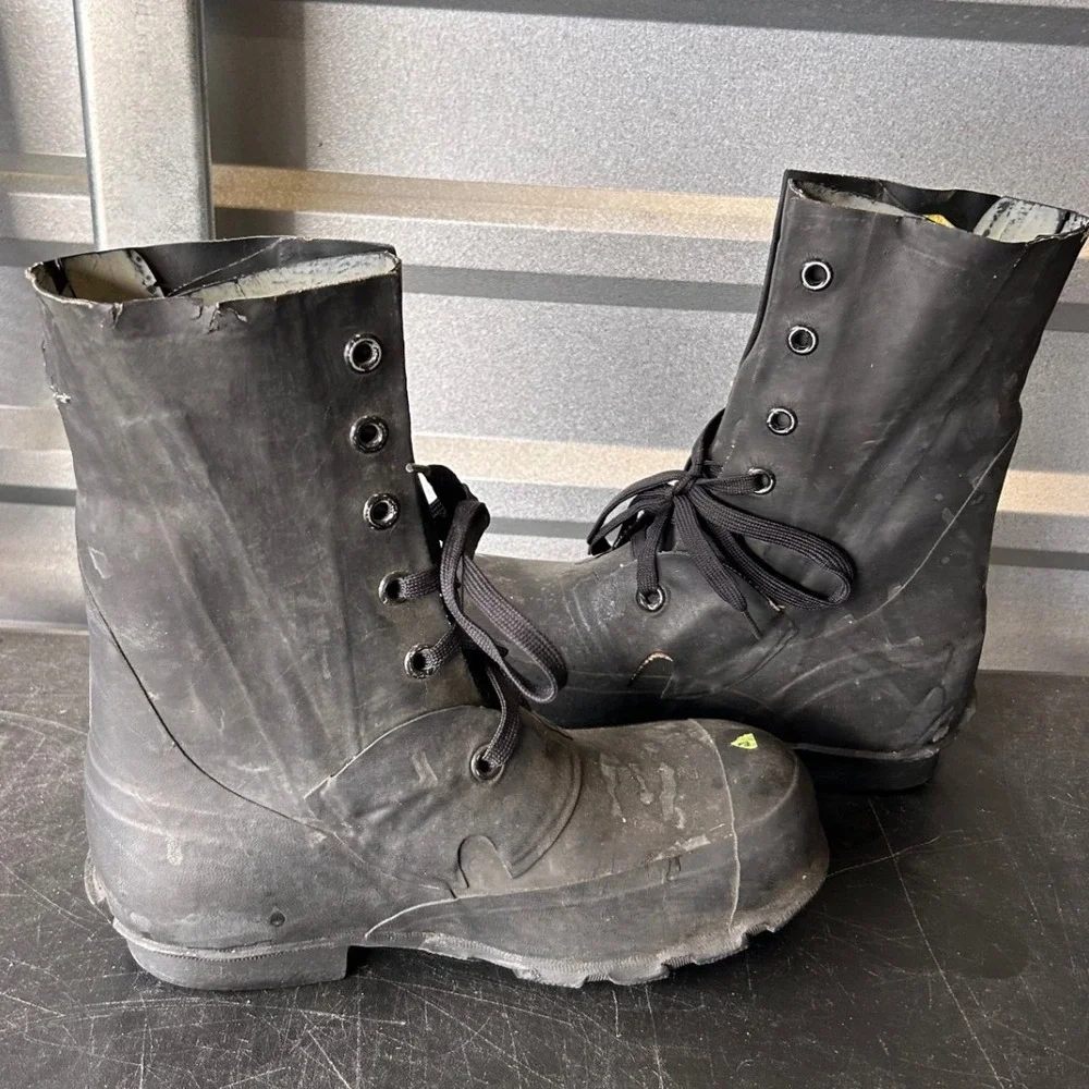 Vintage Bristolite QMC 7R Black Rubber Combat Utility Boots US Military Style